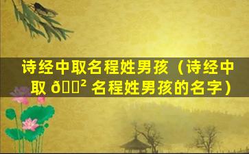 诗经中取名程姓男孩（诗经中取 🌲 名程姓男孩的名字）